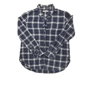 Xirena Women Size Large Blue White Plaid Flannel Button-Up Shirt Outdoors Casual